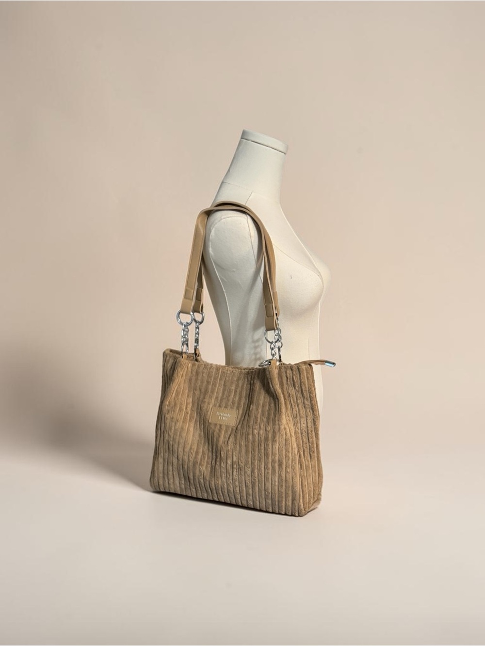 Meiduoia YYDS Corduroy Ribbed Tan Shoulder Bag NEW